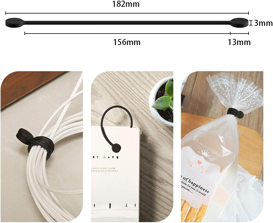 AMARRACABLES SMARTYCOOL REUTILIZABLES DE SILICONA MAGNÉTICOS 7.16'' NEGRO 10 UNIDADES - 3