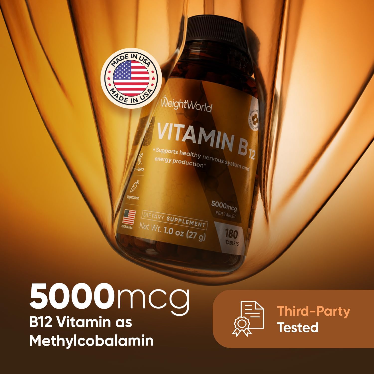VITAMINA B12 WEIGHTWORLD 5000MCG 180 TABLETAS - 2