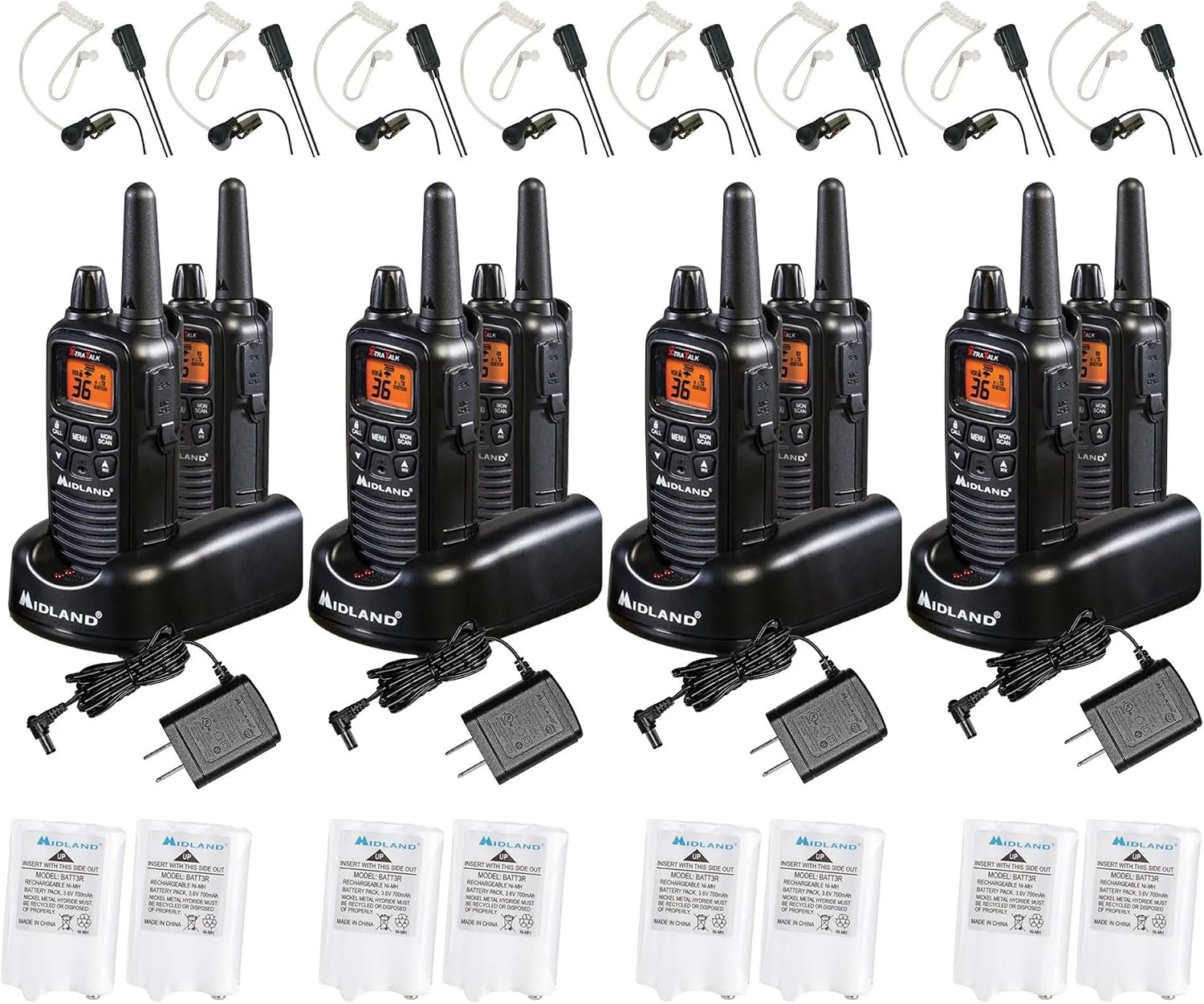 RADIO WALKIE TALKIE MIDLAND LXT600BBX4 FRS NEGRO 8 UNIDADES - 1