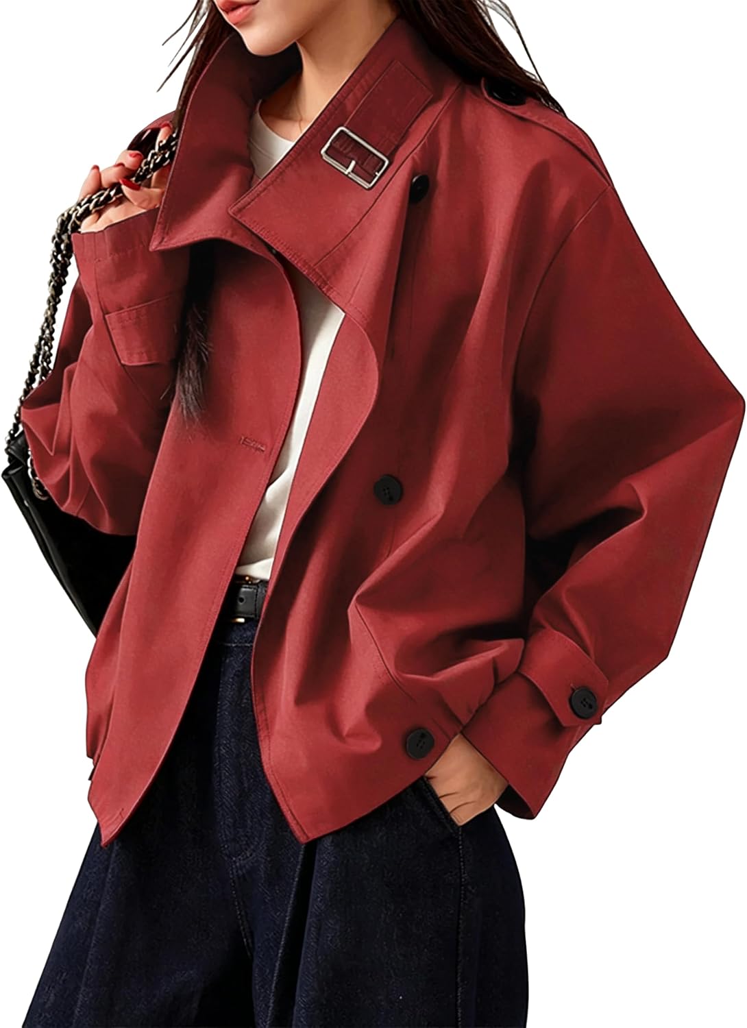 CASACA MEGFIE VINTAGE TRENCH COAT CUELLO TORTUGA CROPPED - 1
