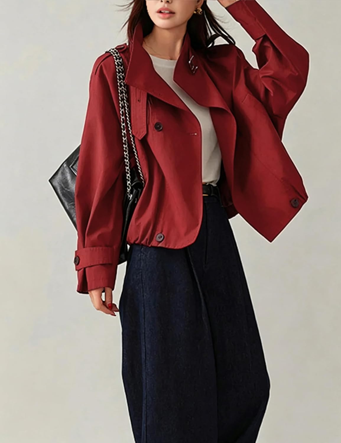CASACA MEGFIE VINTAGE TRENCH COAT CUELLO TORTUGA CROPPED - 3