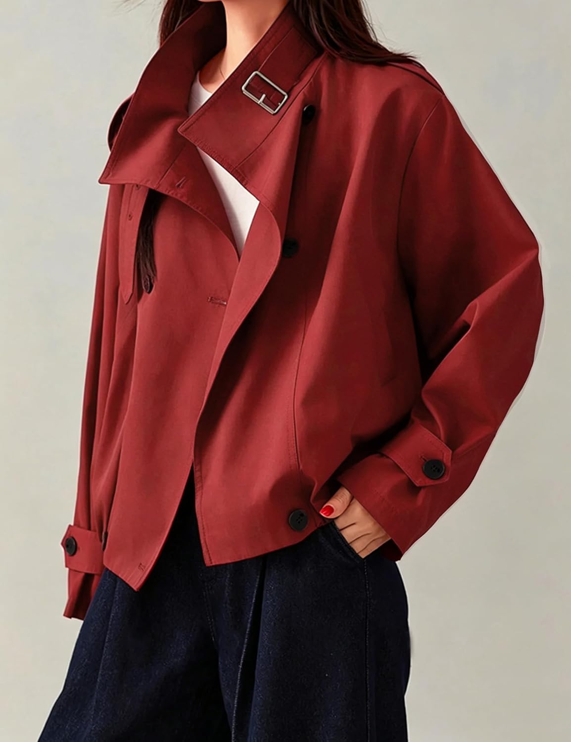 CASACA MEGFIE VINTAGE TRENCH COAT CUELLO TORTUGA CROPPED - 5