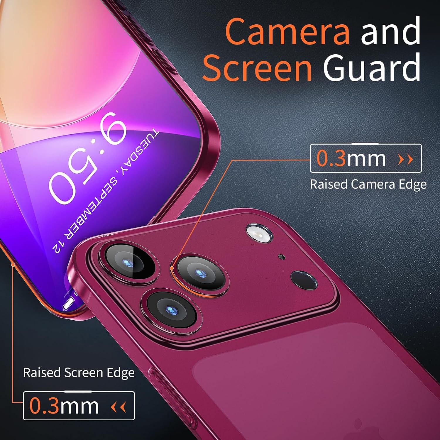 FUNDA PARA IPHONE 18 PRO IHAITUN SLIM 0.2MM VINO - 4