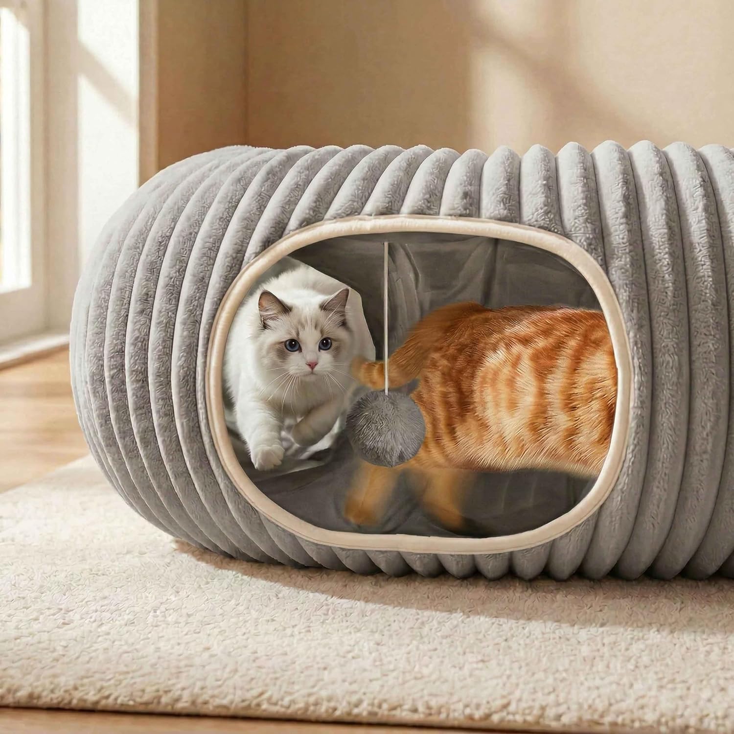 TÚNEL CAMA PARA GATOS MOYMO GRIS - 2