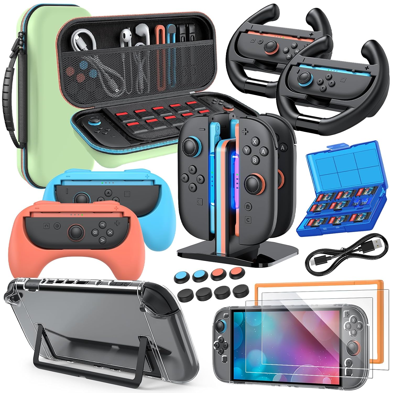 KIT DE ACCESORIOS MENEEA 20 EN 1 PARA NINTENDO SWITCH 2 VERDE - 1