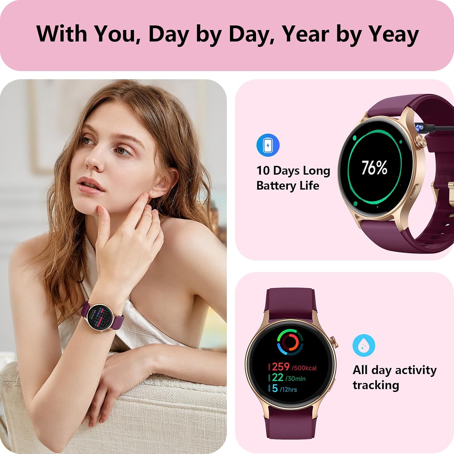 SMARTWATCH AEAC DEEP PURPLE S/M/L PANTALLA AMOLED 1.32' - 3