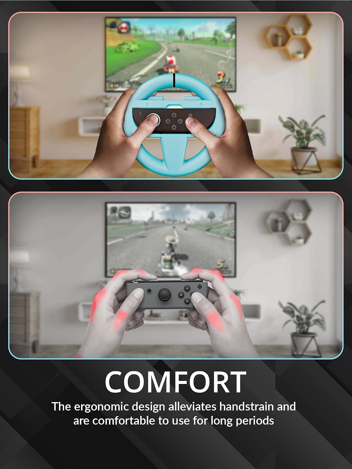 MANDO ORZLY STEERING WHEELS PARA NINTENDO SWITCH 2 PACK TWIN MULTICOLOR - 4