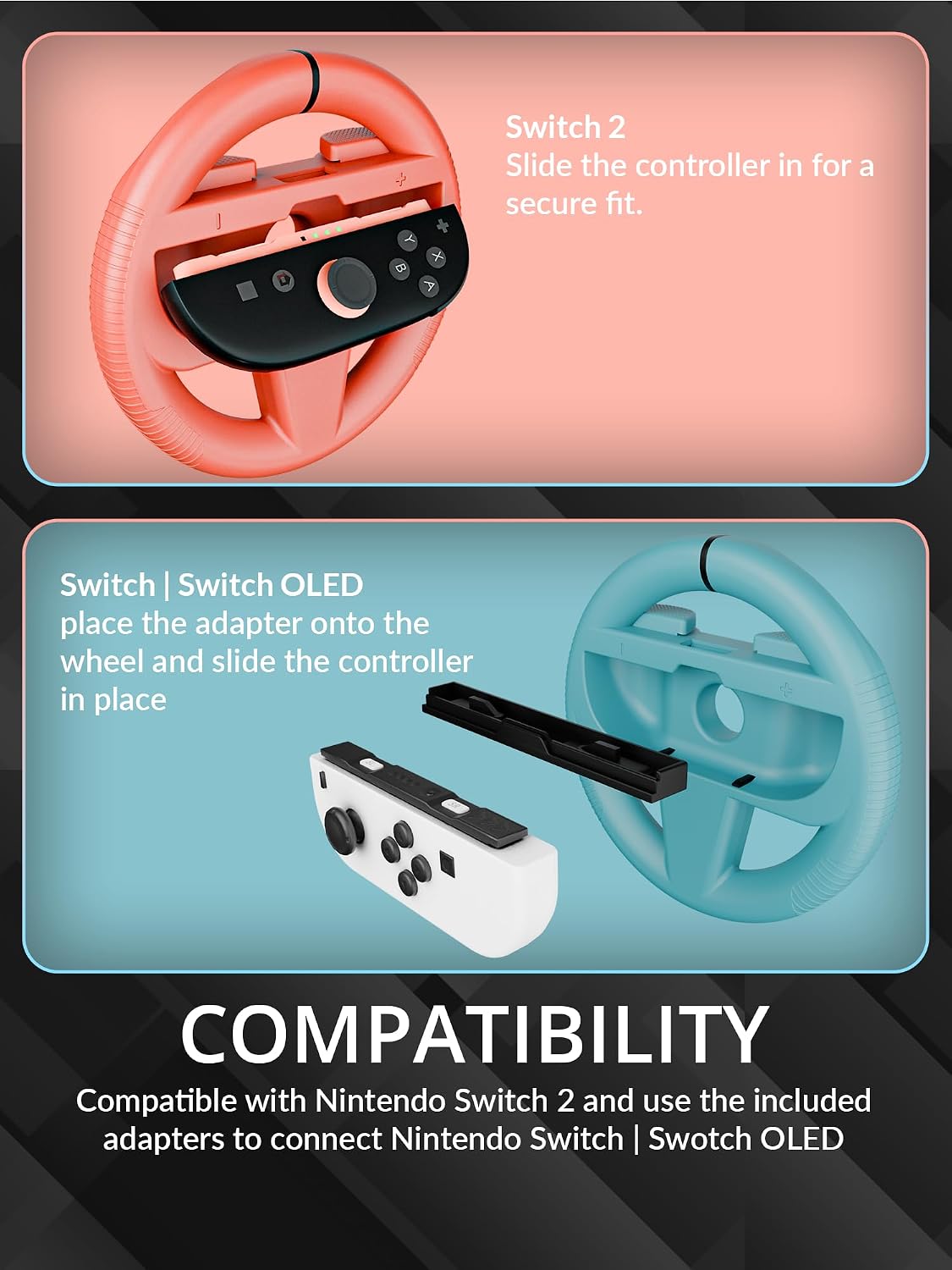 MANDO ORZLY STEERING WHEELS PARA NINTENDO SWITCH 2 PACK TWIN MULTICOLOR - 5