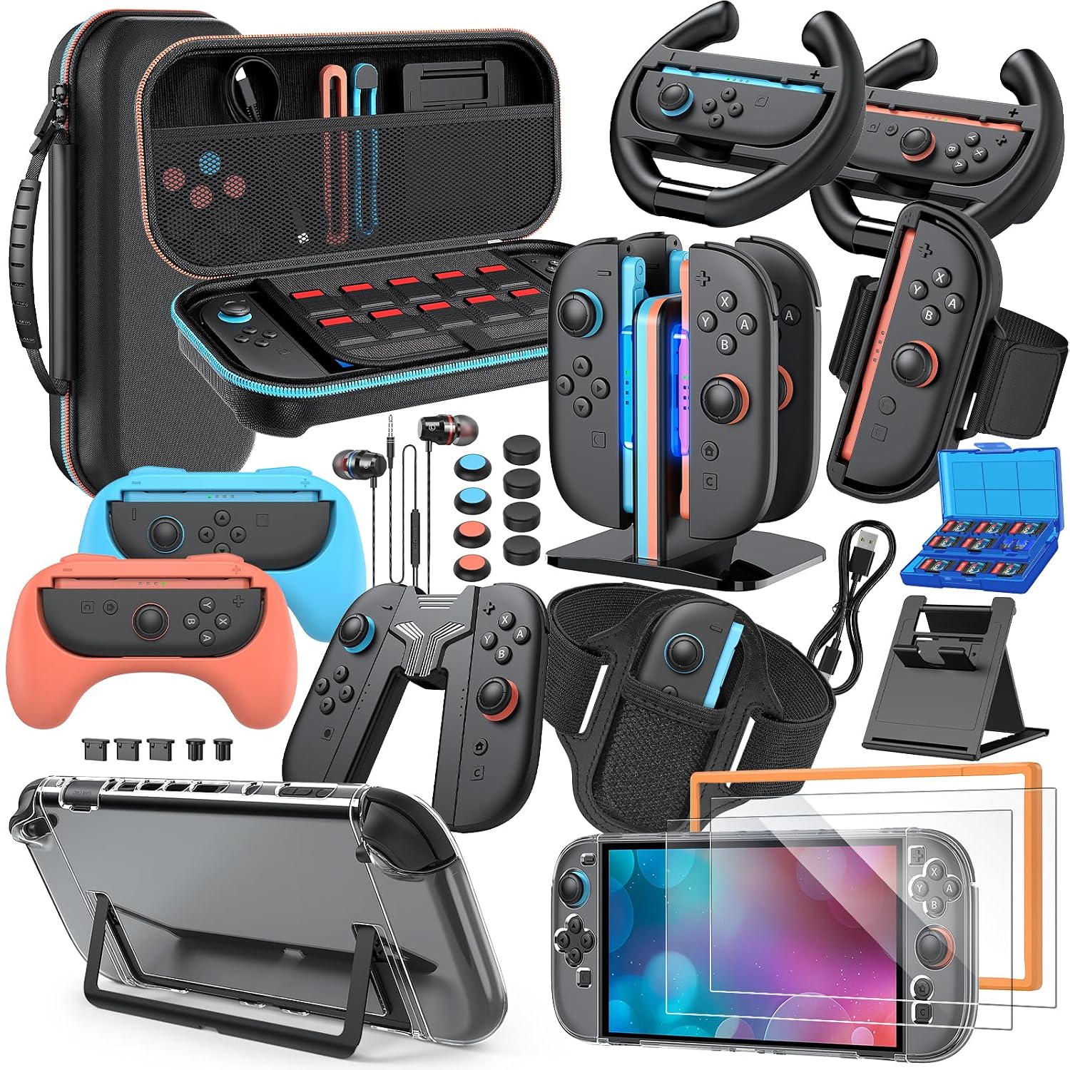 KIT DE ACCESORIOS 30 EN 1 PARA NINTENDO SWITCH 2 MENEEA NEGRO - 1