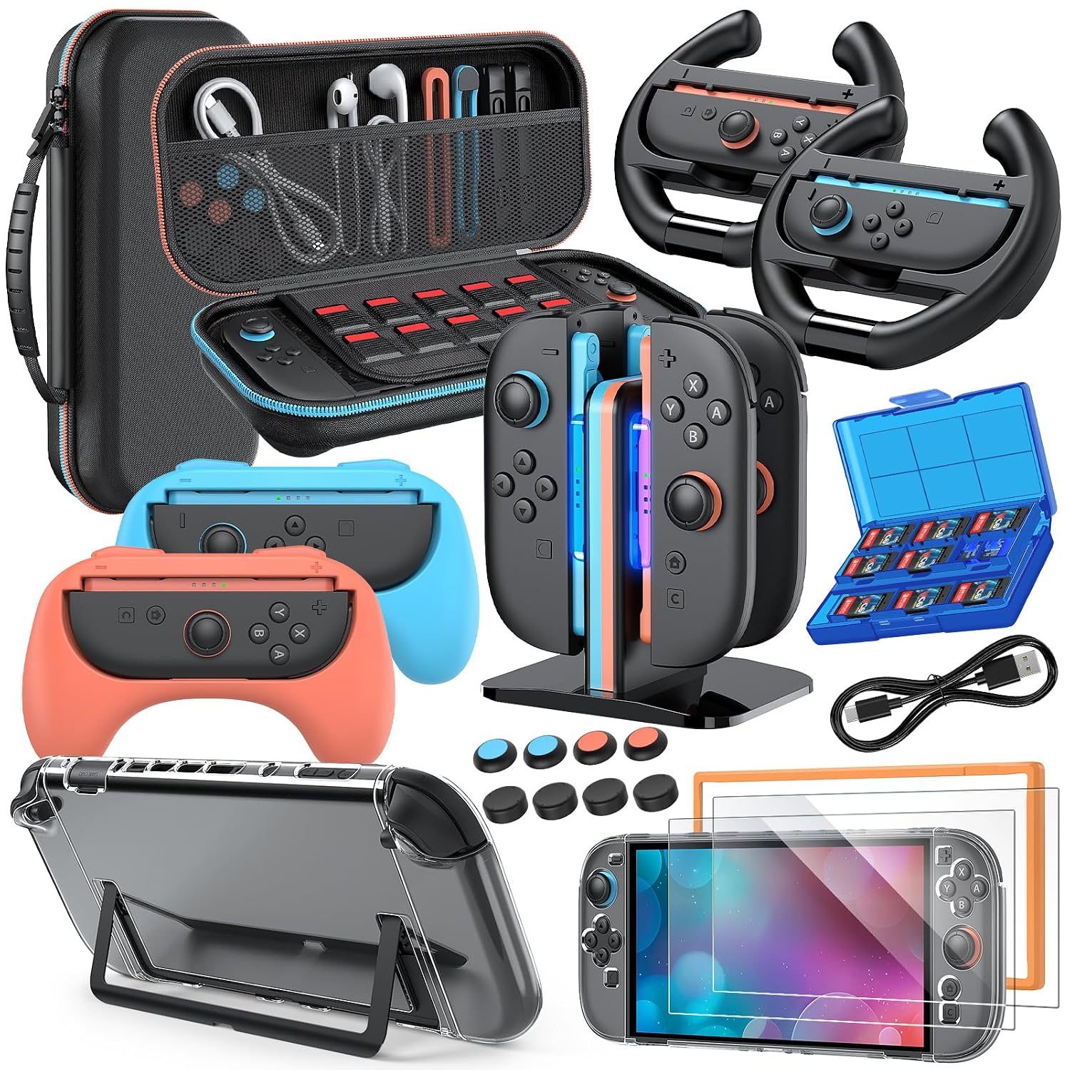 KIT DE ACCESORIOS MENEEA 20 EN 1 PARA NINTENDO SWITCH 2 NEGRO - 1