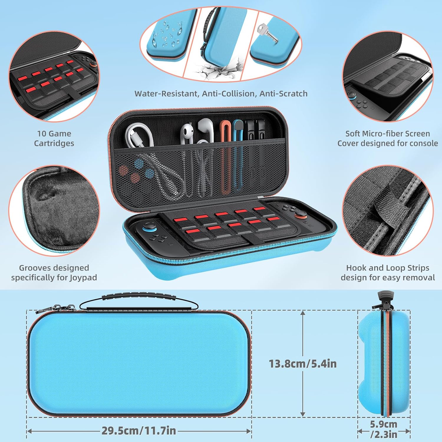 KIT DE ACCESORIOS MENEEA 20 EN 1 PARA NINTENDO SWITCH 2 AZUL - 3