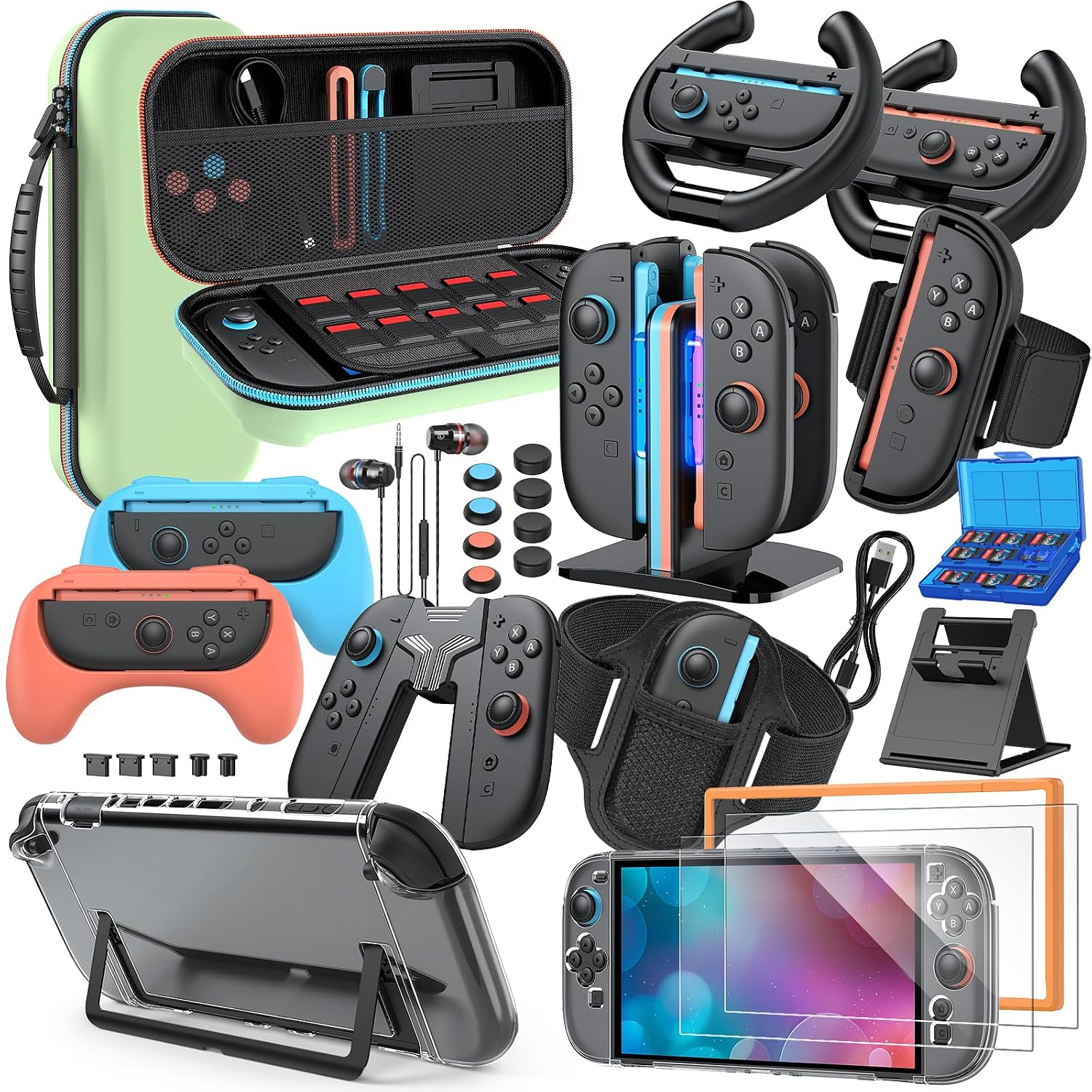 KIT DE ACCESORIOS 30 EN 1 PARA NINTENDO SWITCH 2 MENEEA VERDE - 1
