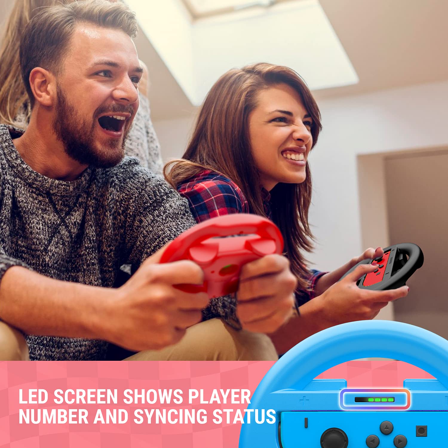 VOLANTES PARA NINTENDO SWITCH ORZLY TWIN PACK ROJO Y AZUL - 4