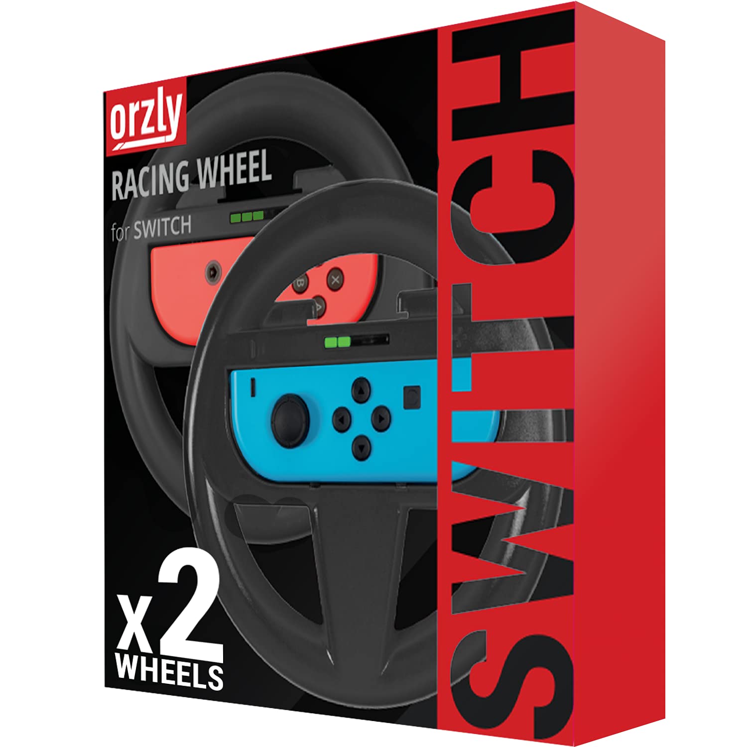 VOLANTES ORZLY PARA NINTENDO SWITCH Y SWITCH OLED JOYCONS MARIO KART 8 DELUXE PACK X2 NEGRO - 2