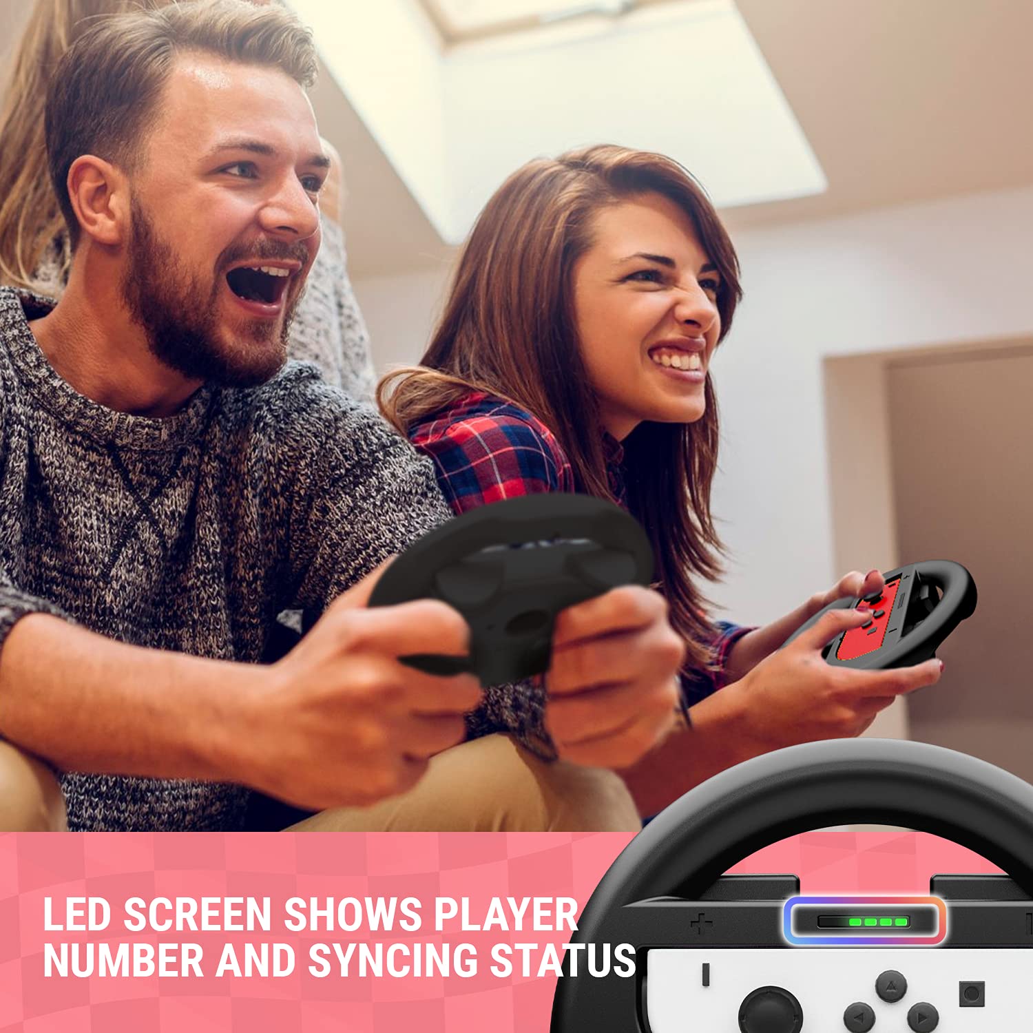VOLANTES ORZLY PARA NINTENDO SWITCH Y SWITCH OLED JOYCONS MARIO KART 8 DELUXE PACK X2 NEGRO - 4