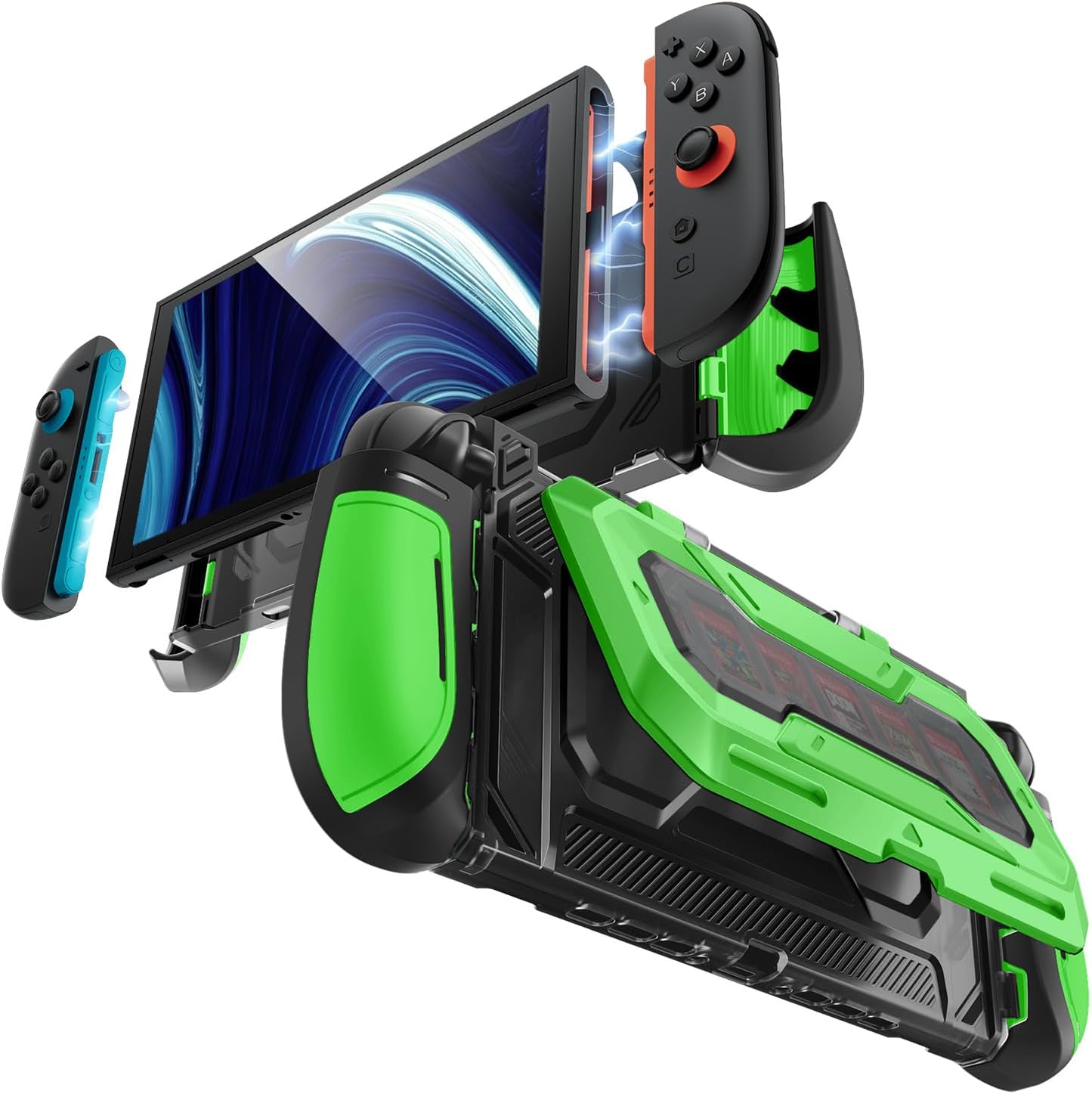 FUNDA MUMBA TITAN PARA NINTENDO SWITCH 2 CON SOPORTE Y 7 RANURAS PARA TARJETAS VERDE - 1