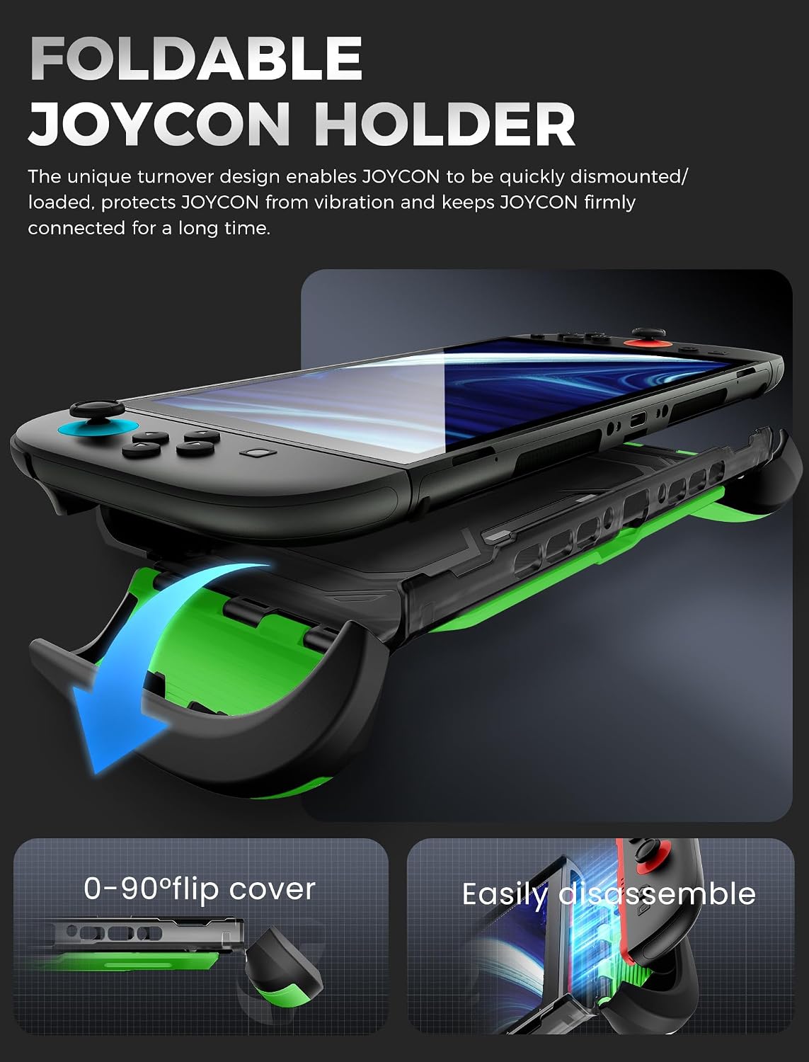 FUNDA MUMBA TITAN PARA NINTENDO SWITCH 2 CON SOPORTE Y 7 RANURAS PARA TARJETAS VERDE - 2