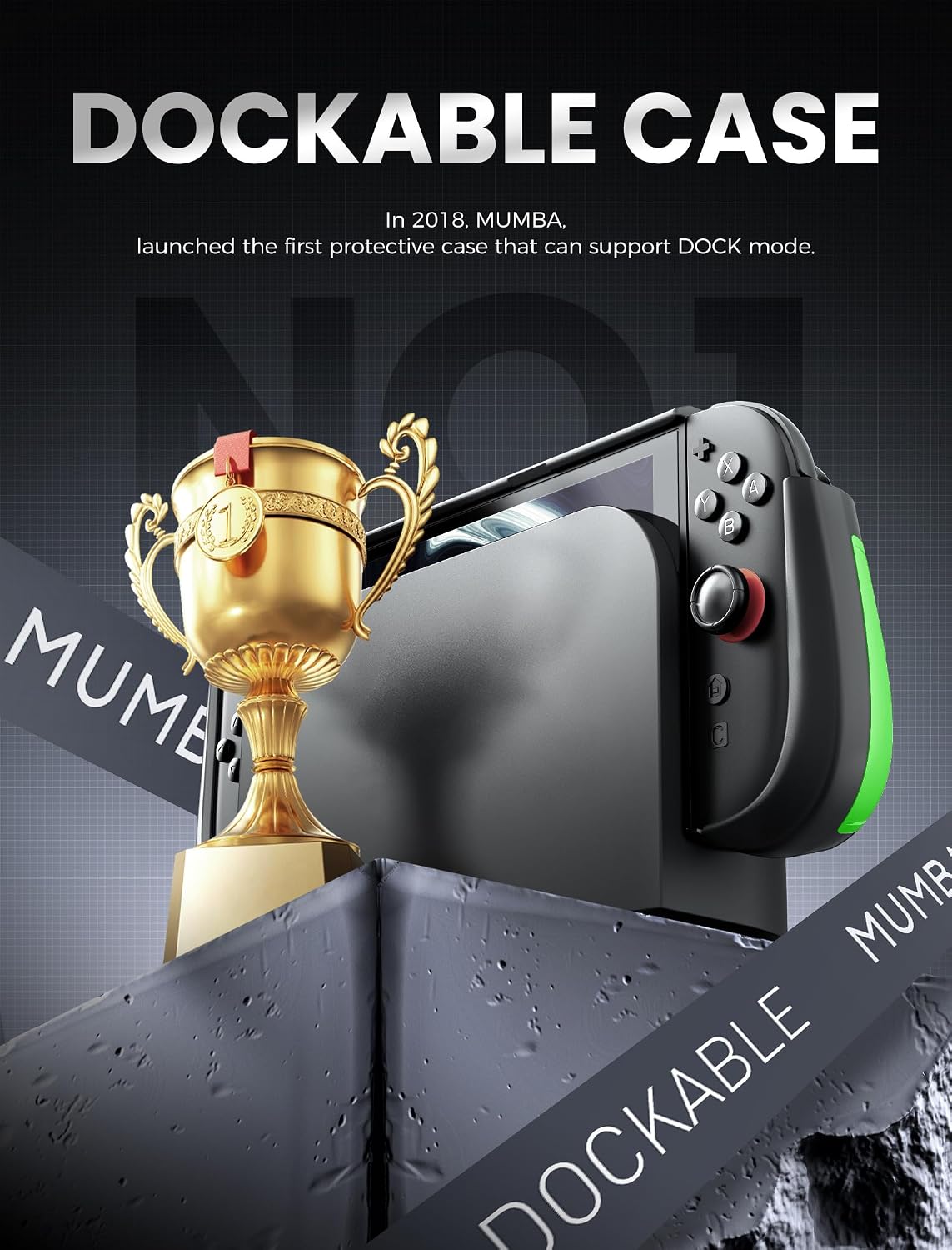 FUNDA MUMBA TITAN PARA NINTENDO SWITCH 2 CON SOPORTE Y 7 RANURAS PARA TARJETAS VERDE - 4
