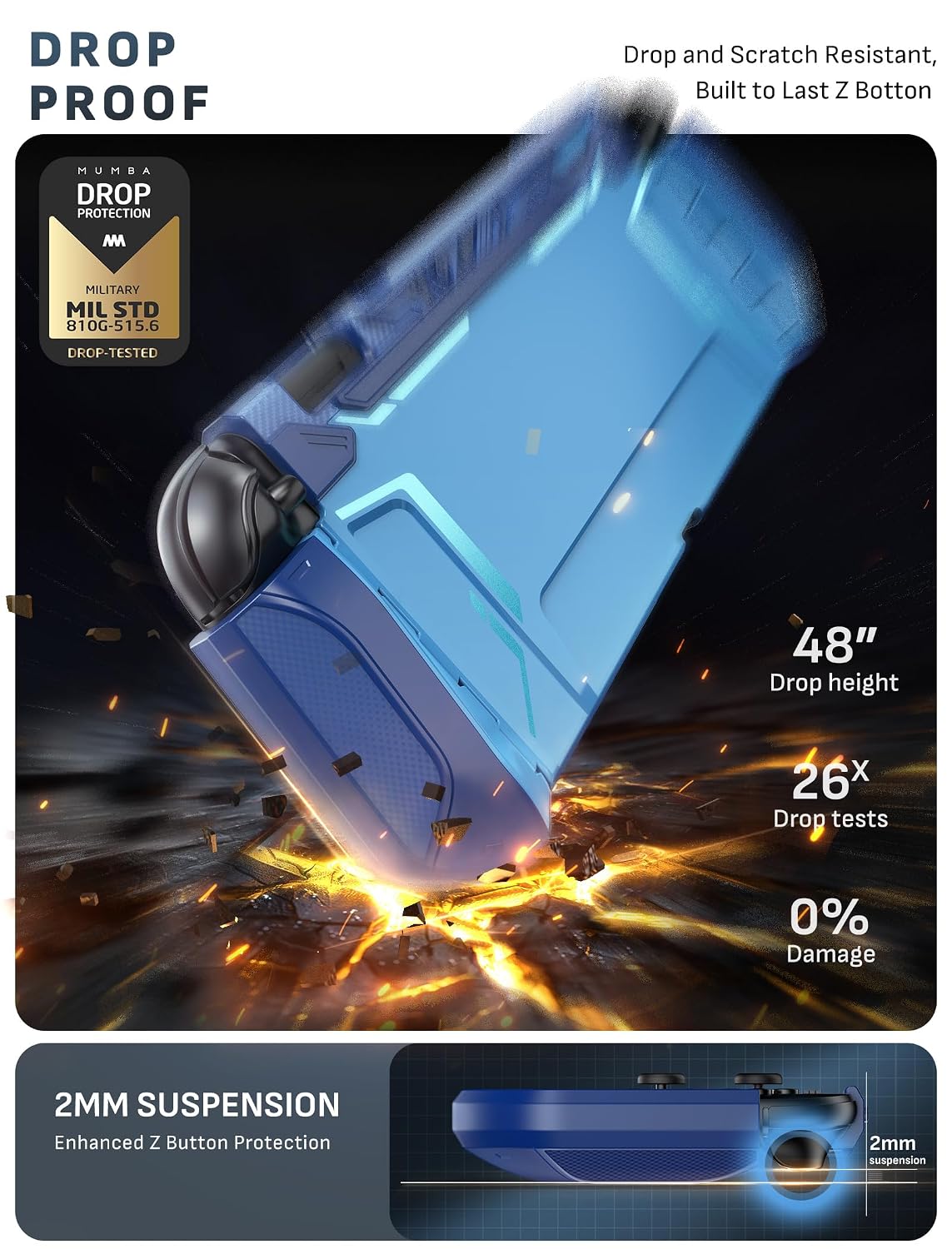 FUNDA PROTECTORA MUMBA BLADE SERIES PARA NINTENDO SWITCH 2 AZUL - 2