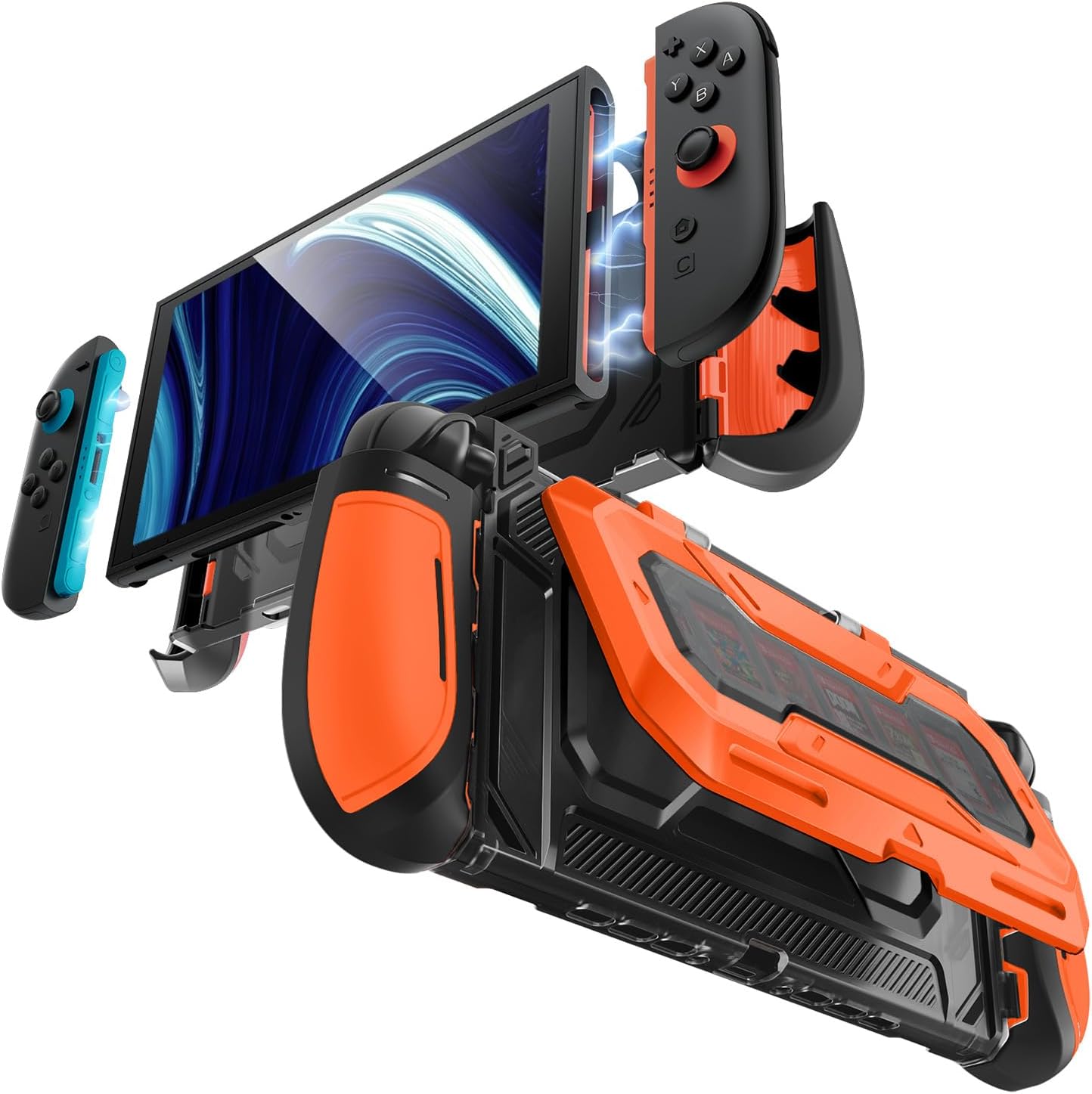 FUNDA MUMBA TITAN PARA NINTENDO SWITCH 2 CON SOPORTE Y 7 RANURAS PARA TARJETAS NARANJA - 1