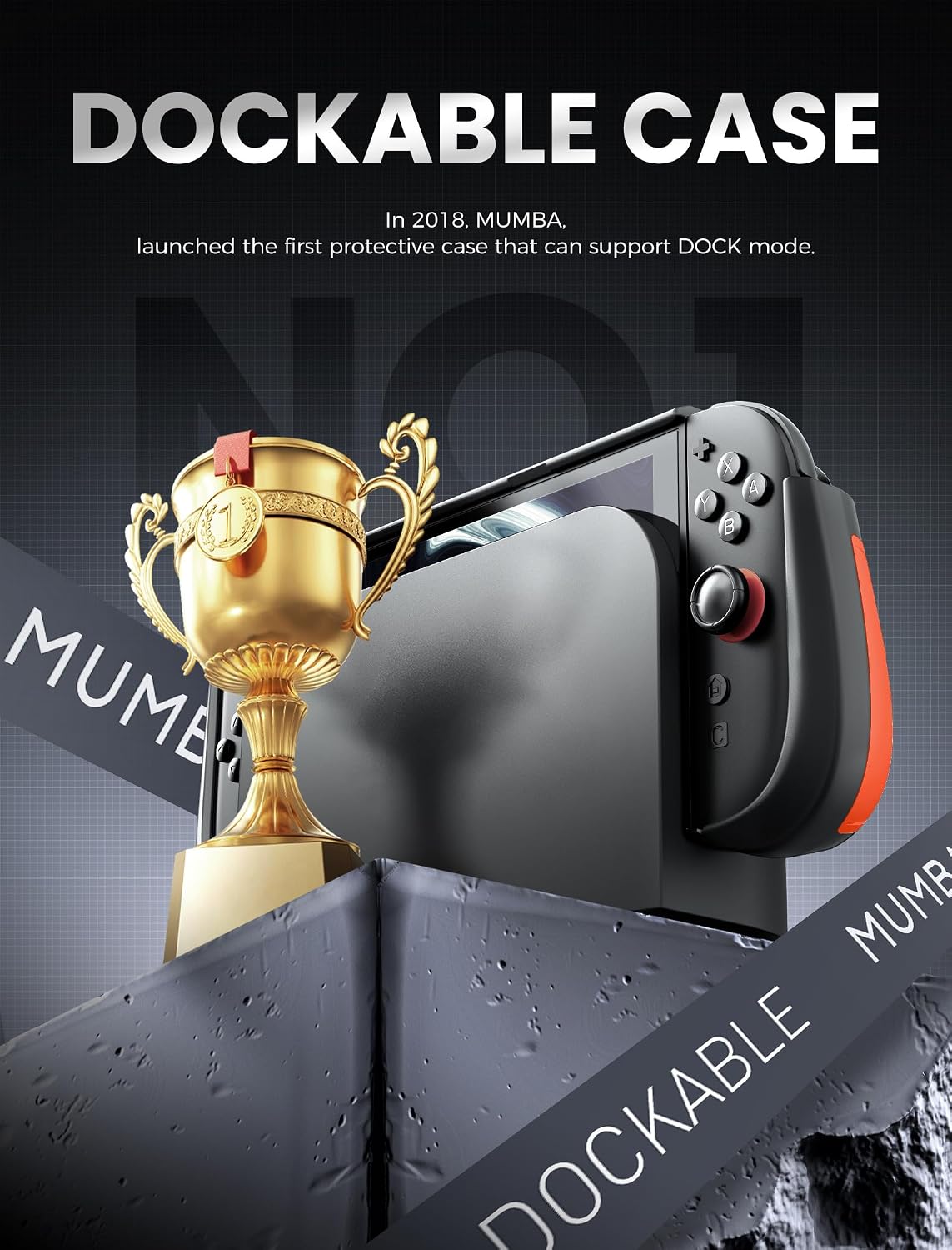 FUNDA MUMBA TITAN PARA NINTENDO SWITCH 2 CON SOPORTE Y 7 RANURAS PARA TARJETAS NARANJA - 2