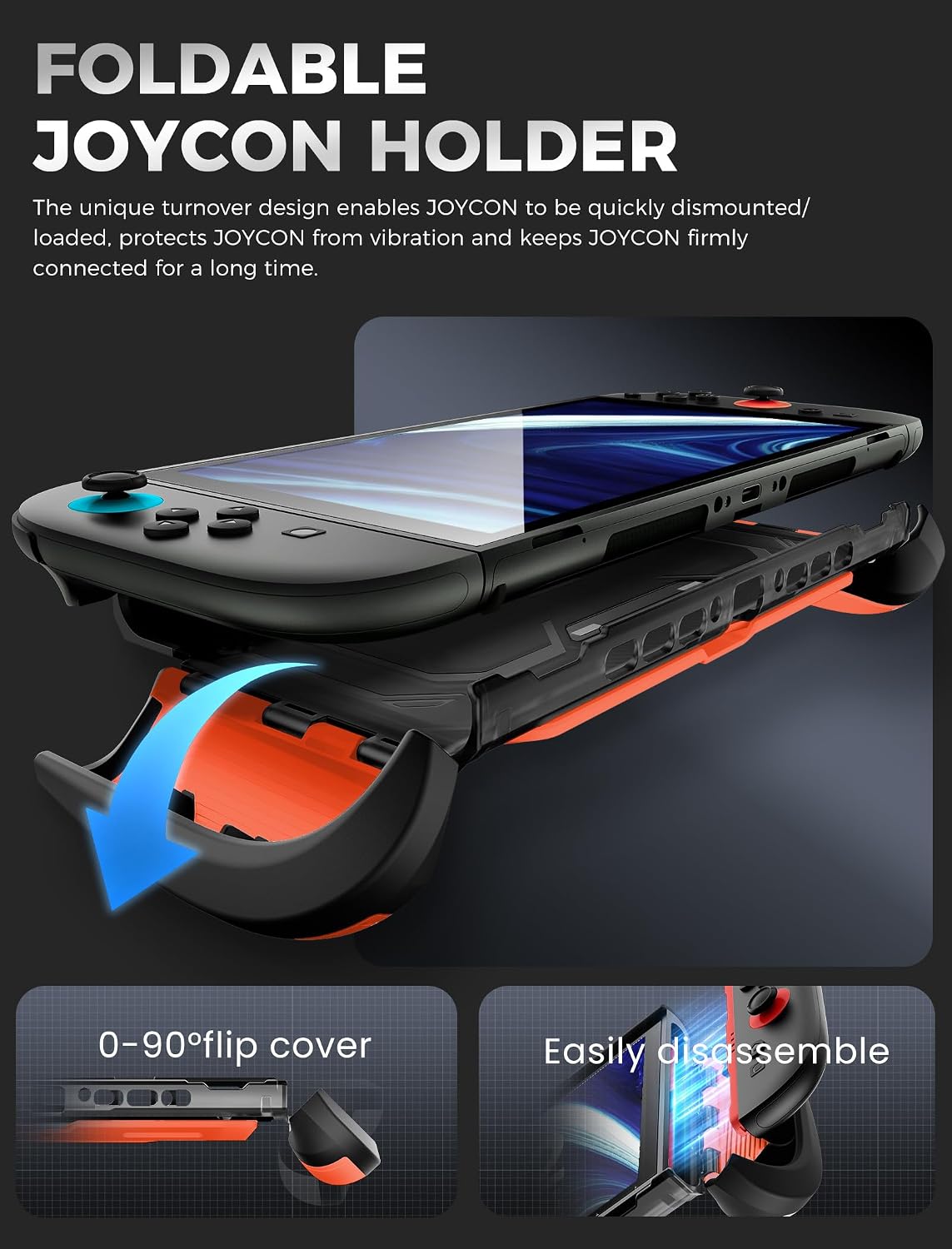 FUNDA MUMBA TITAN PARA NINTENDO SWITCH 2 CON SOPORTE Y 7 RANURAS PARA TARJETAS NARANJA - 4