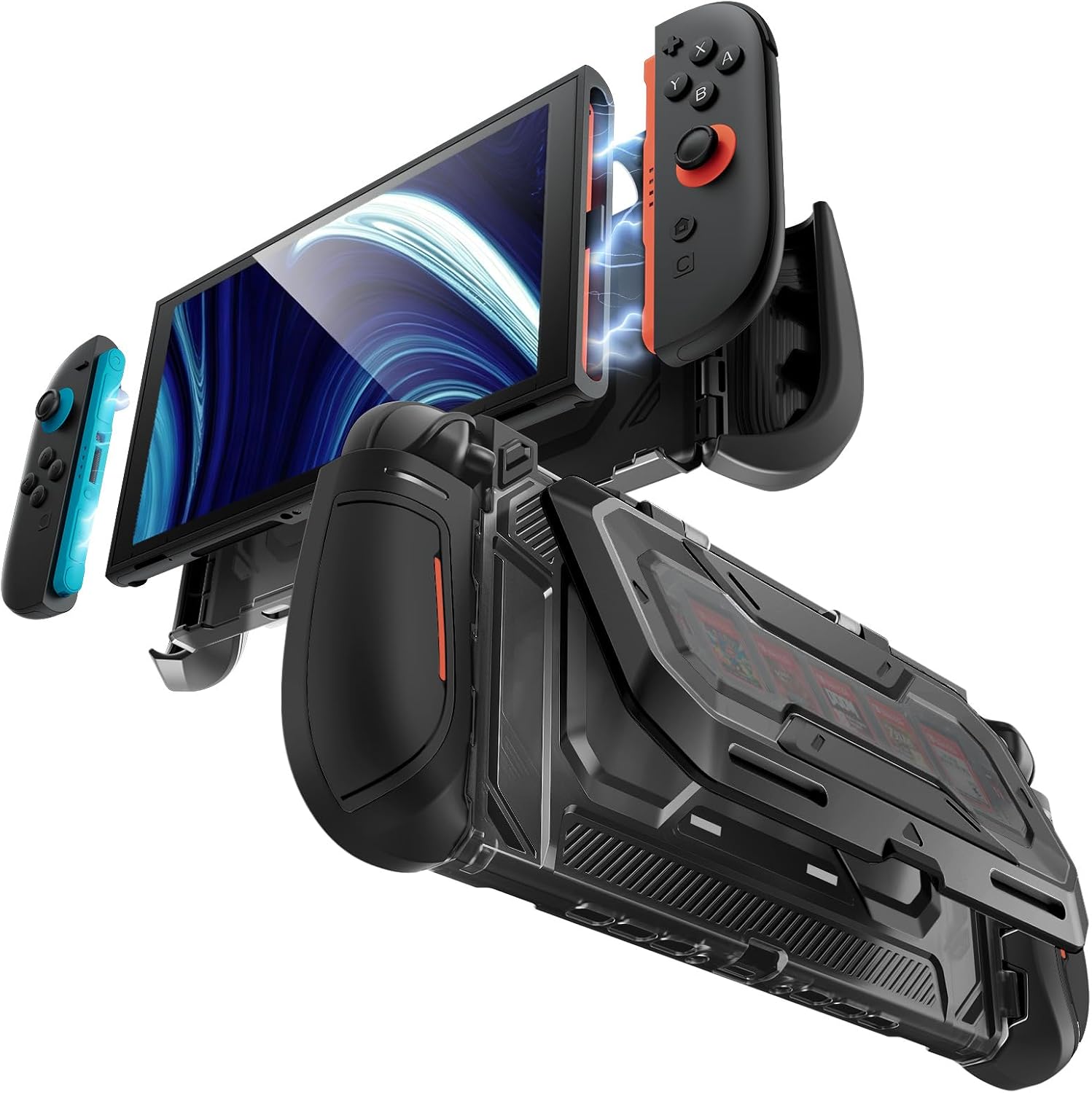 FUNDA MUMBA TITAN PARA NINTENDO SWITCH 2 CON SOPORTE Y 7 RANURAS PARA TARJETAS, NEGRA - 1