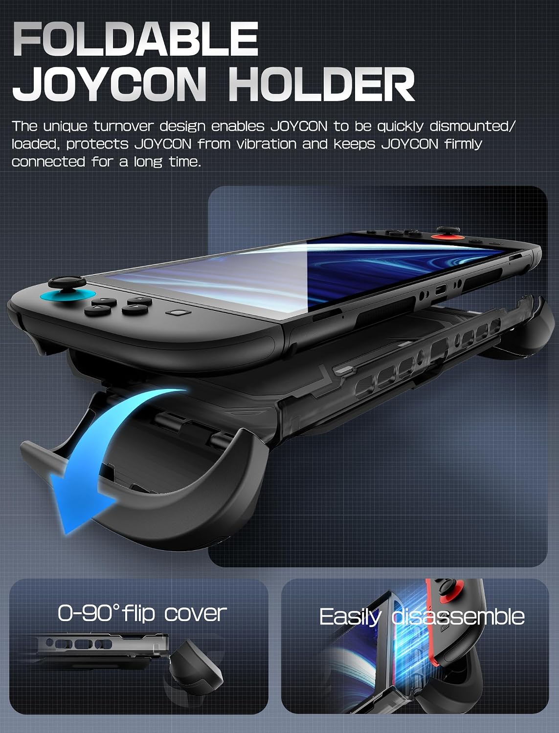 FUNDA MUMBA TITAN PARA NINTENDO SWITCH 2 CON SOPORTE Y 7 RANURAS PARA TARJETAS, NEGRA - 3