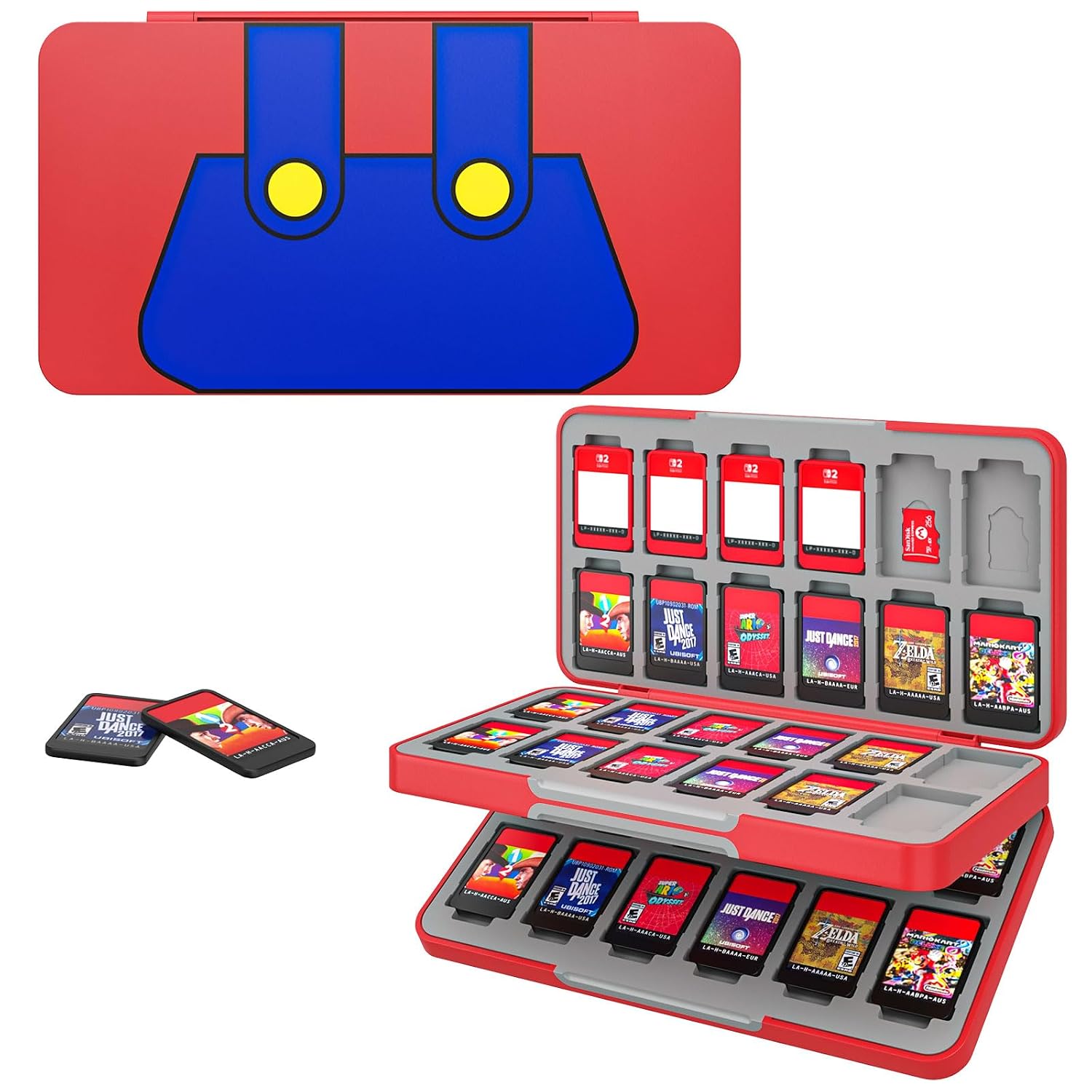 ESTUCHE PARA 48 TARJETAS DE JUEGO MOKO COMPATIBLE CON NINTENDO SWITCH 2/SWITCH OLED/LITE ROJO - 1