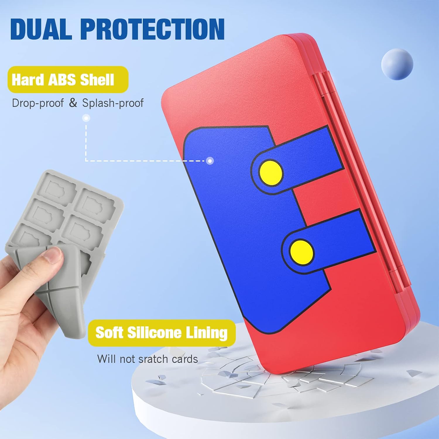 ESTUCHE PARA 48 TARJETAS DE JUEGO MOKO COMPATIBLE CON NINTENDO SWITCH 2/SWITCH OLED/LITE ROJO - 4