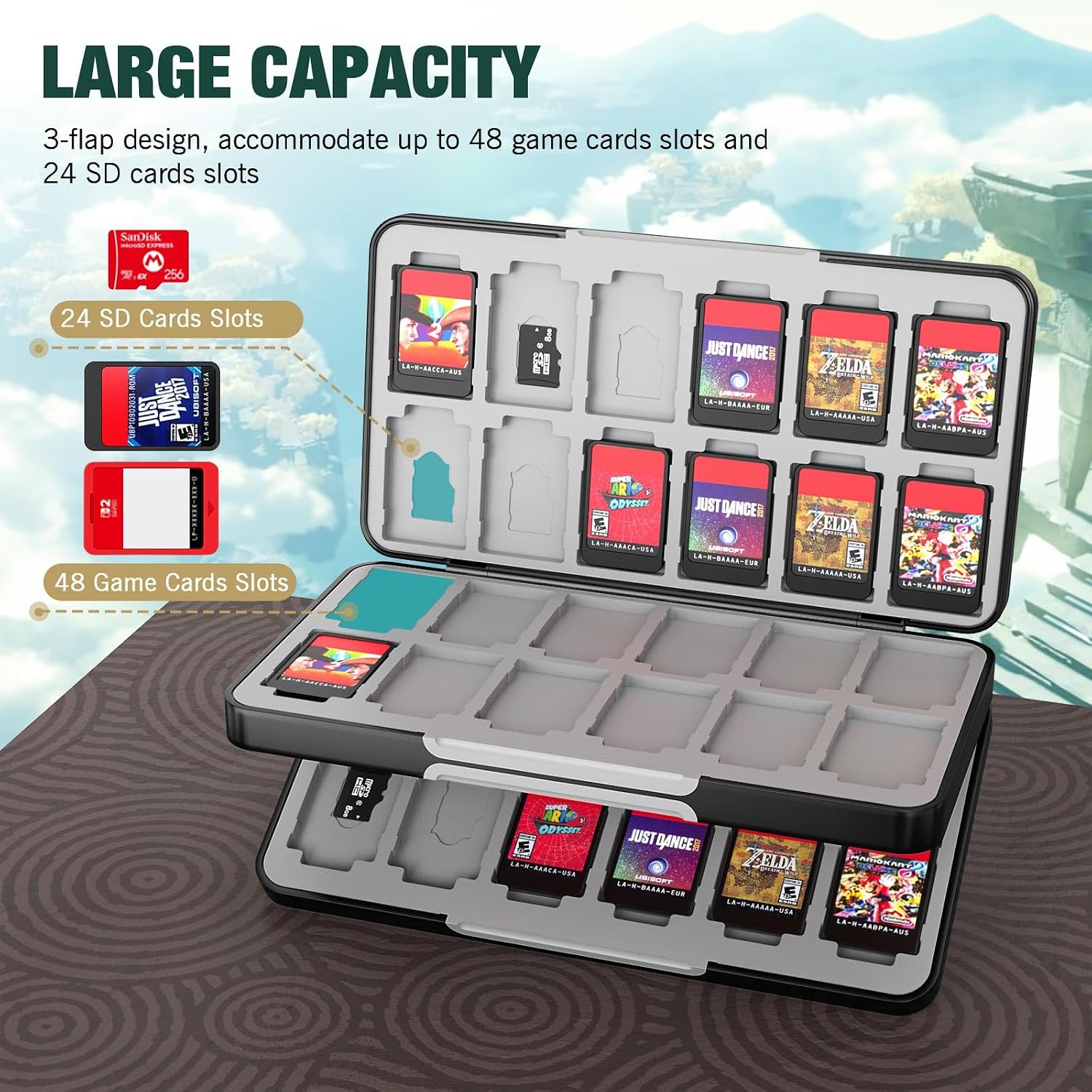 ESTUCHE PARA 48 TARJETAS DE JUEGO MOKO COMPATIBLE CON NINTENDO SWITCH 2/SWITCH OLED/LITE - 3