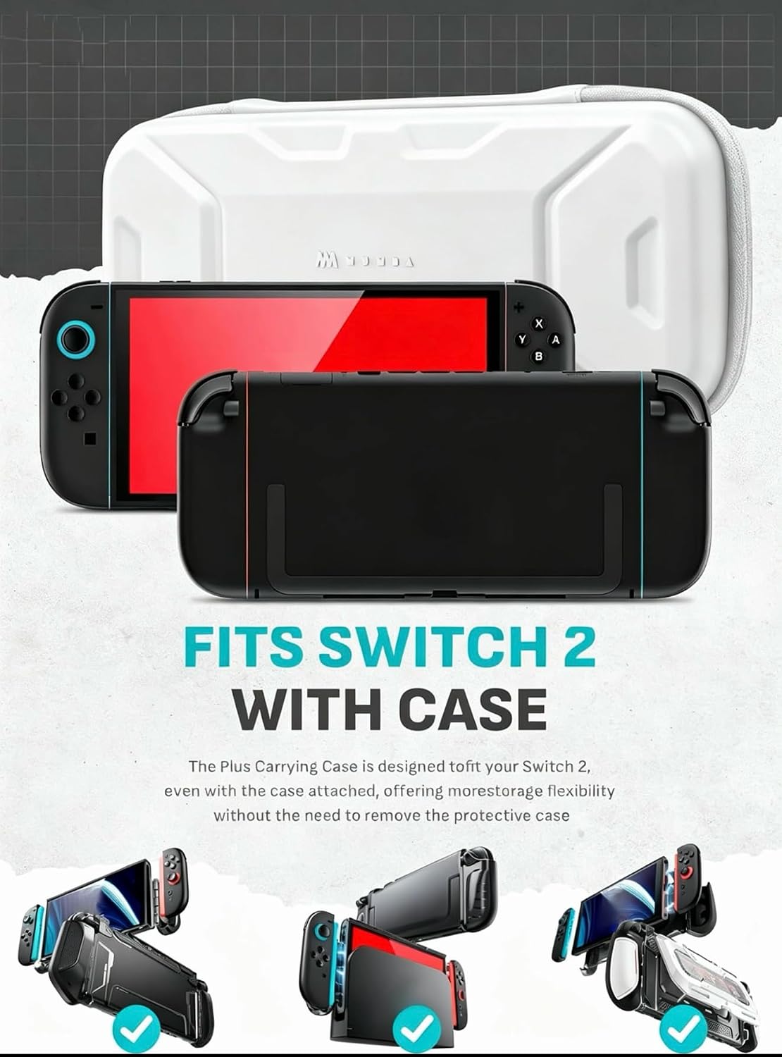 ESTUCHE RÍGIDO MUMBA PARA NINTENDO SWITCH 2 BLANCO CON CAPACIDAD PARA 12 JUEGOS - 2