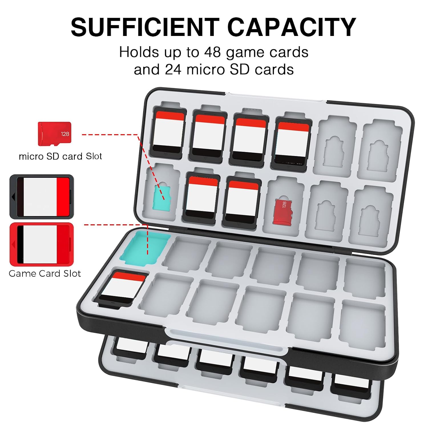ESTUCHE PARA TARJETAS DE JUEGO HEIYING COMPATIBLE CON NINTENDO SWITCH 2 CAPACIDAD 48 - 2