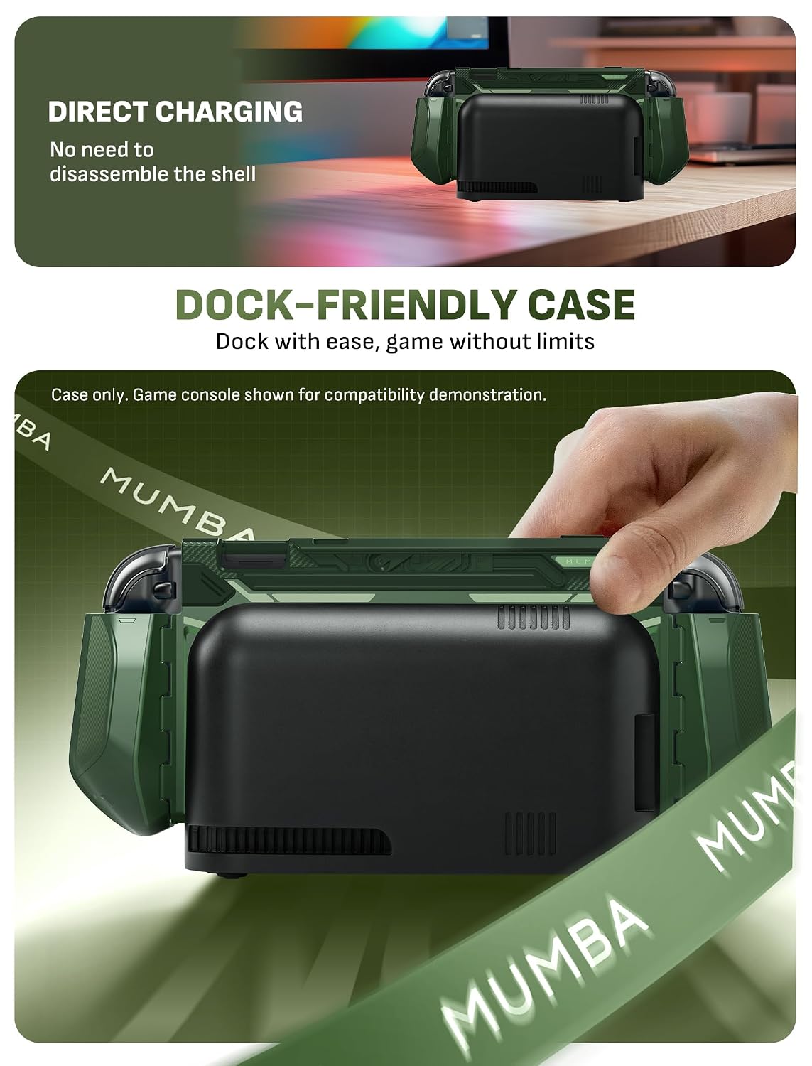 FUNDA PROTECTORA MUMBA BLADE SERIES PARA NINTENDO SWITCH 2 COLOR ACEITUNA - 3