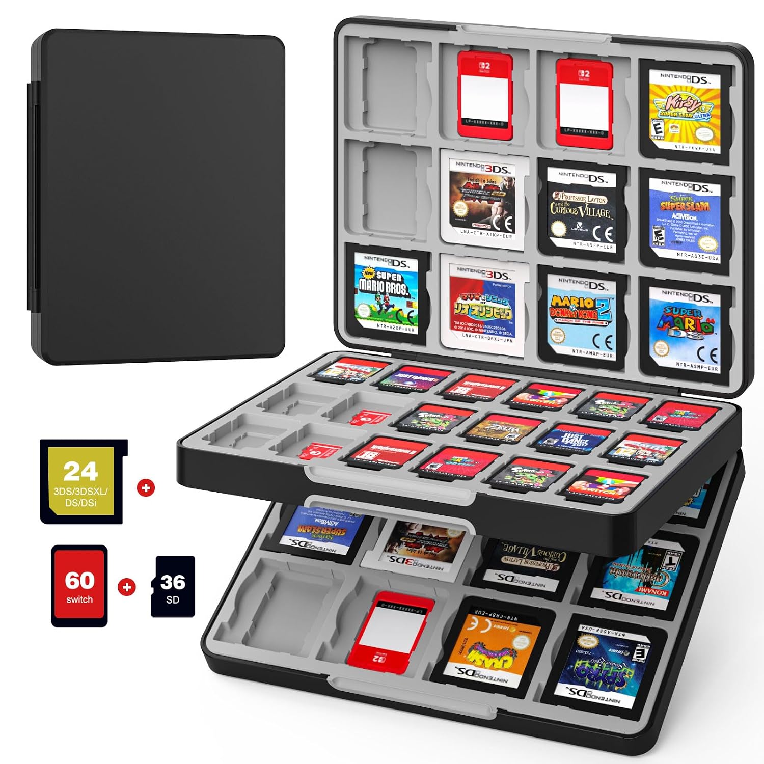 ESTUCHE PARA TARJETAS DE JUEGO MOKO 60 COMPATIBLE CON NINTENDO SWITCH 2/OLED/3DS/3DSXL - 1