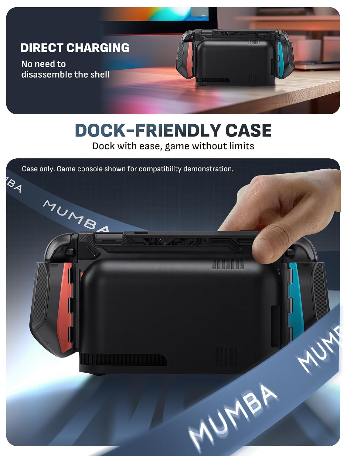 FUNDA PROTECTORA MUMBA BLADE SERIES PARA NINTENDO SWITCH 2 AZUL/ROJO - 3
