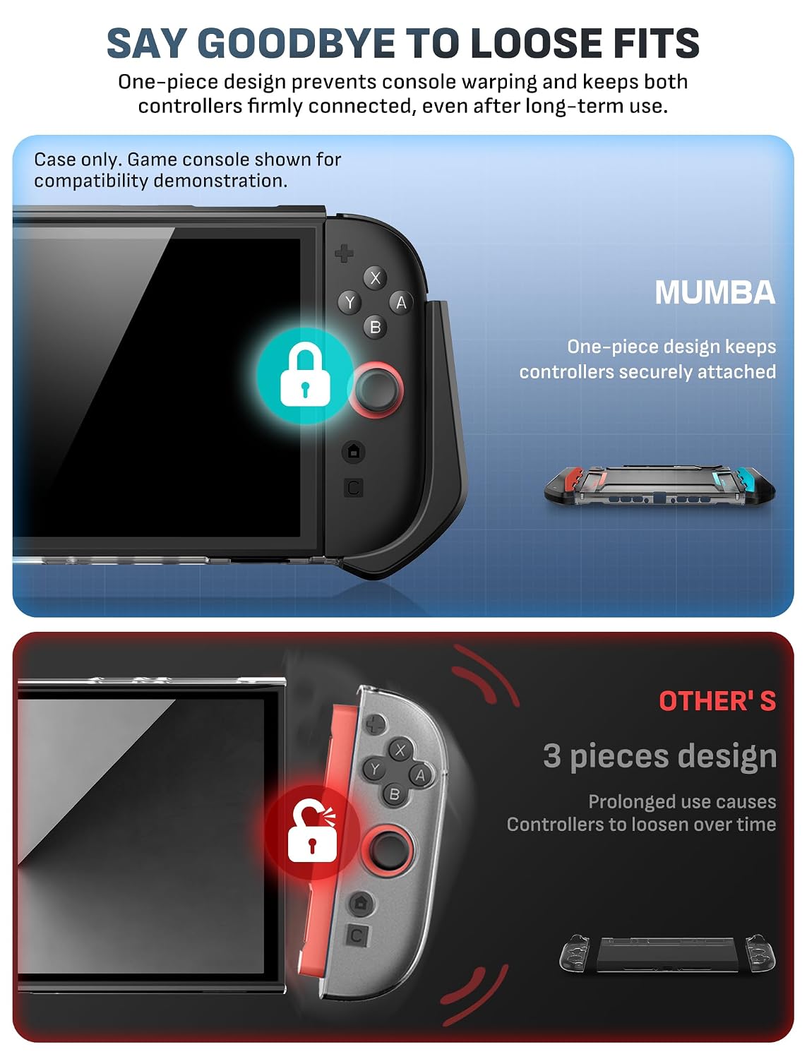 FUNDA PROTECTORA MUMBA BLADE SERIES PARA NINTENDO SWITCH 2 AZUL/ROJO - 4