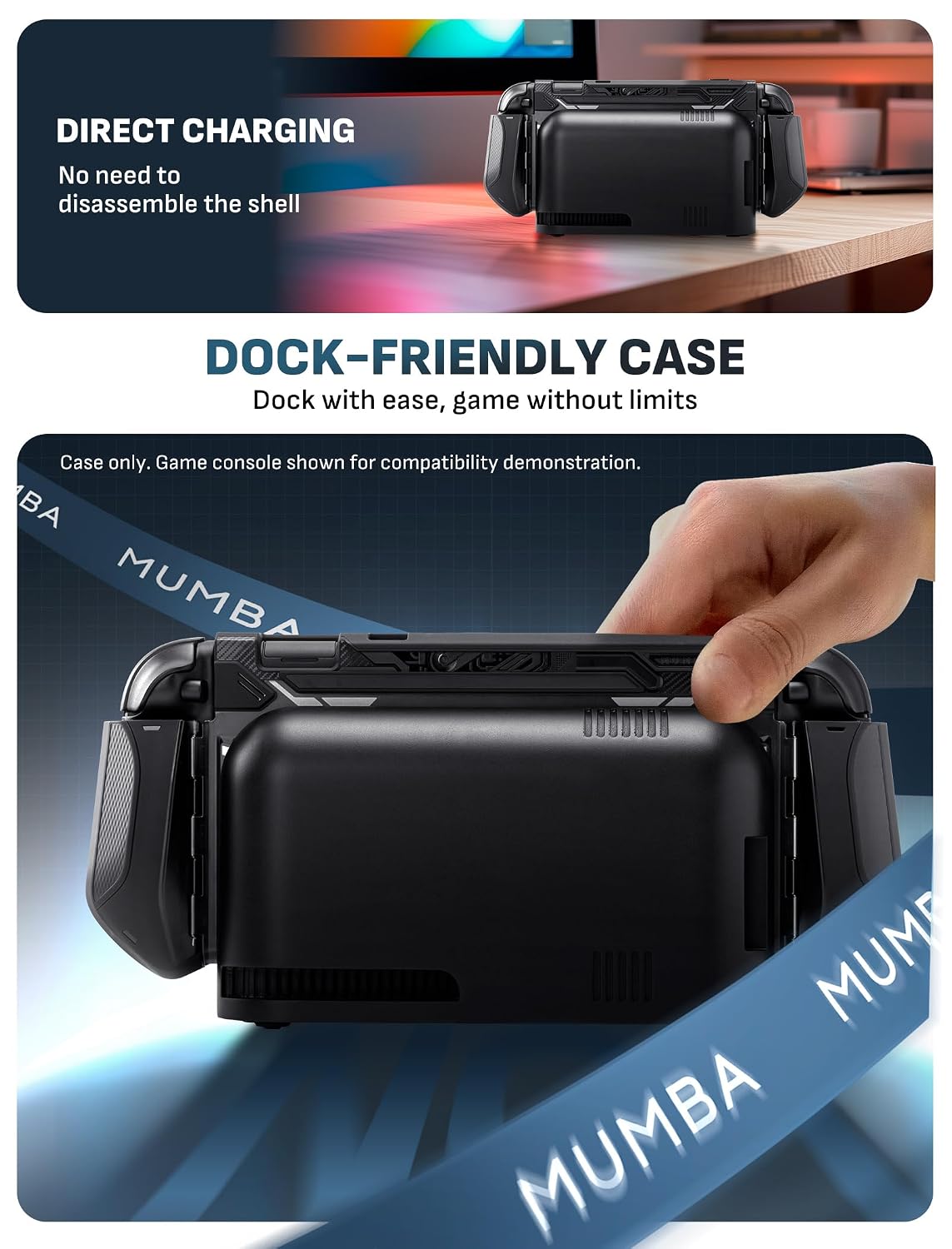 FUNDA PROTECTORA MUMBA BLADE SERIES PARA NINTENDO SWITCH 2 COLOR OSCURO - 5