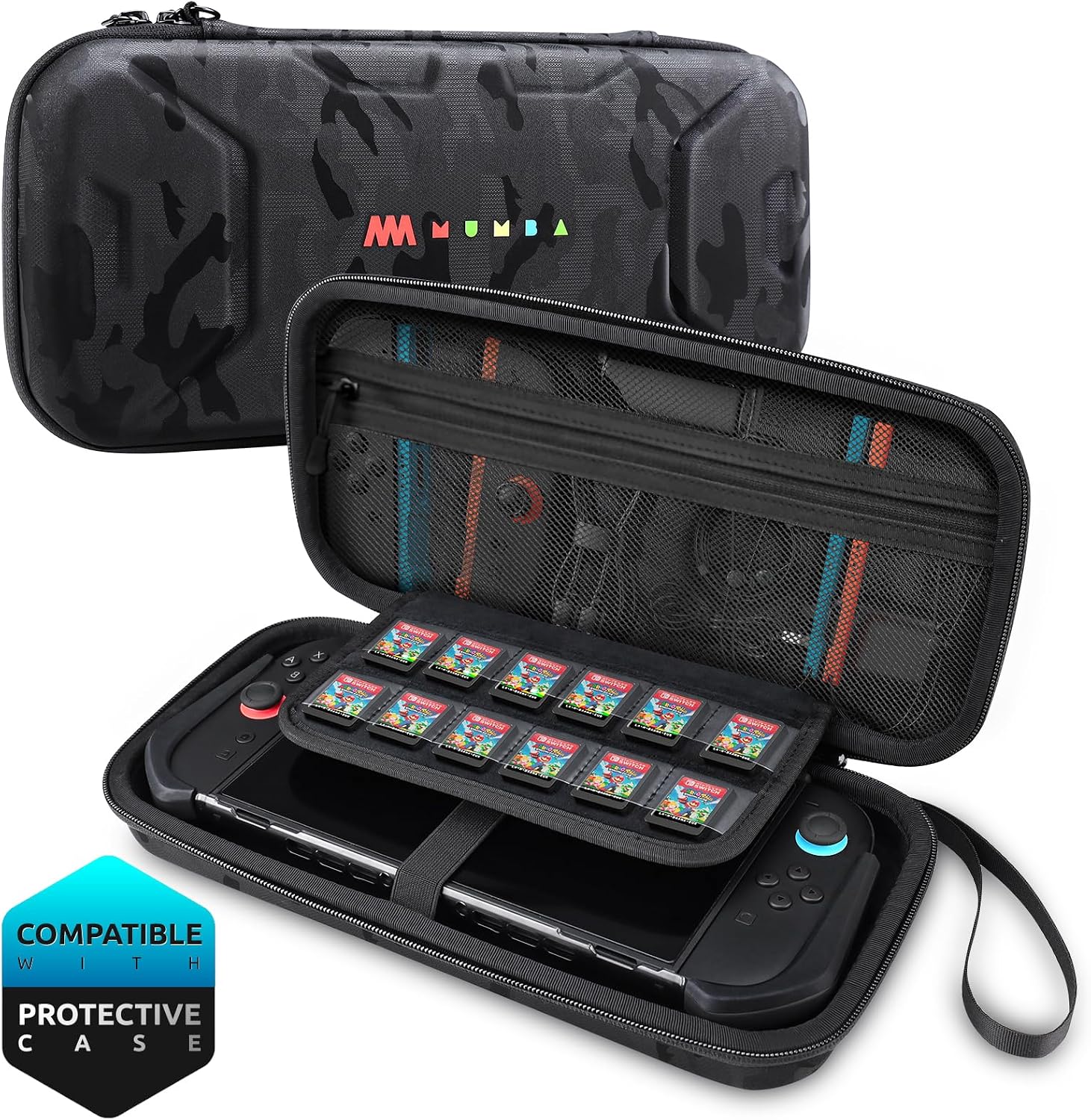 ESTUCHE RÍGIDO MUMBA PARA NINTENDO SWITCH 2 CON CAPACIDAD PARA 12 JUEGOS COLOR STEALTH - 1