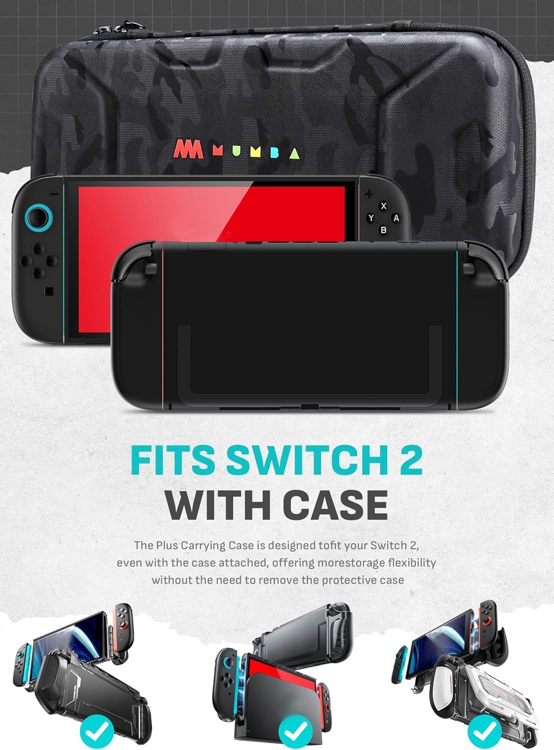 ESTUCHE RÍGIDO MUMBA PARA NINTENDO SWITCH 2 CON CAPACIDAD PARA 12 JUEGOS COLOR STEALTH - 2