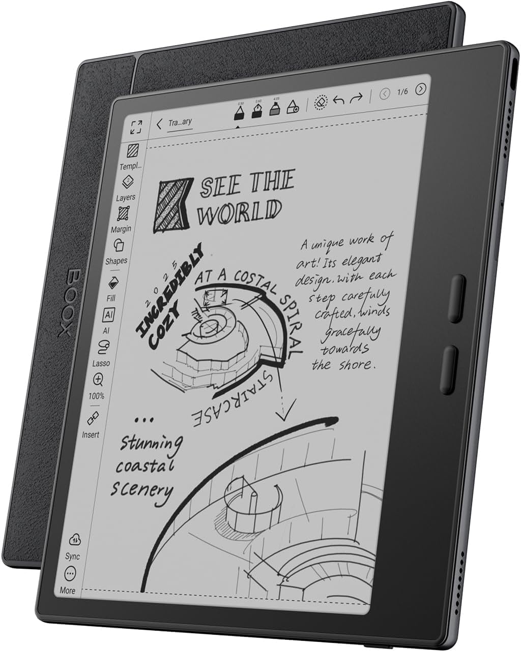 TABLET BOOX GO 7 B/W E INK 4G 64GB SOPORTE STYLUS INKSENSE NEGRO - 2
