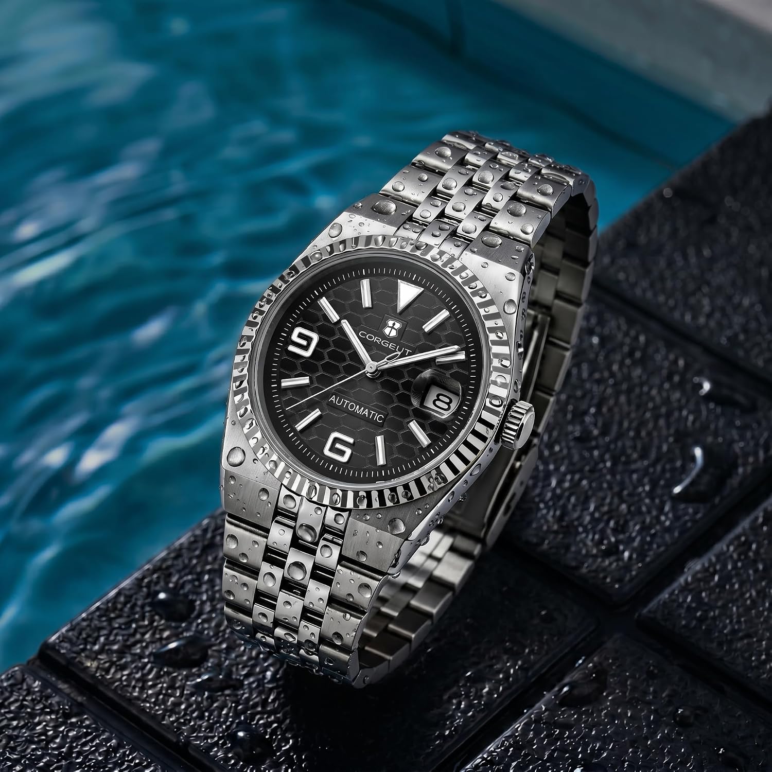 RELOJ DE PULSERA CORGEUT AUTOMATIC DIVER 40MM CRISTAL ZAFIRO NEGRO - 4