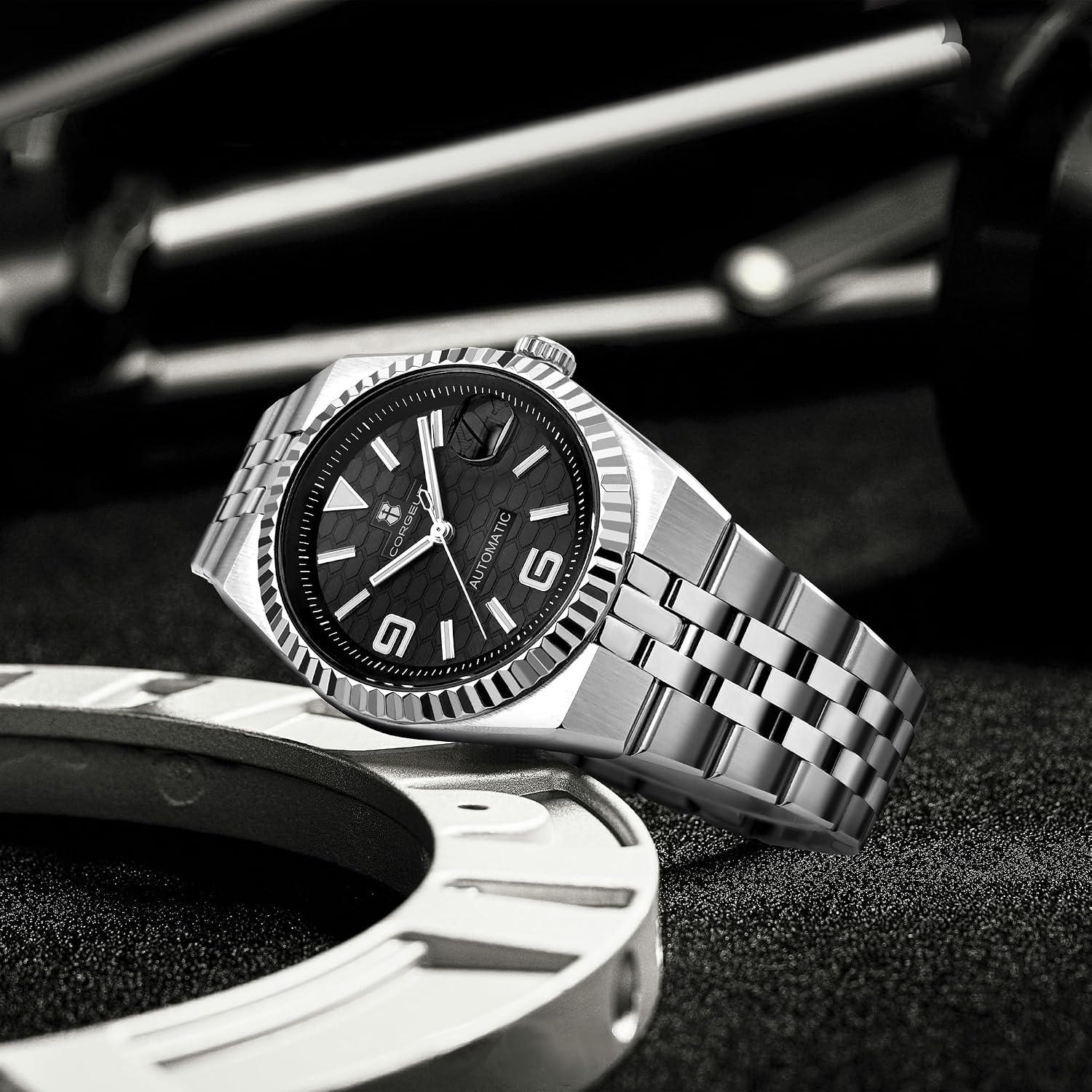 RELOJ DE PULSERA CORGEUT AUTOMATIC DIVER 40MM CRISTAL ZAFIRO NEGRO - 5