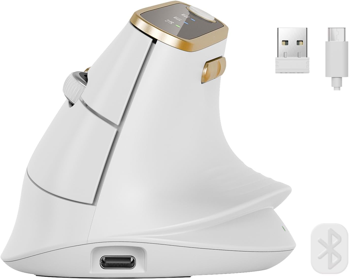 MOUSE ERGONÓMICO VERTICAL SABLUTE MAM4 INALÁMBRICO CON CAMBIO ENTRE 3 DISPOSITIVOS SOFT WHITE - 1
