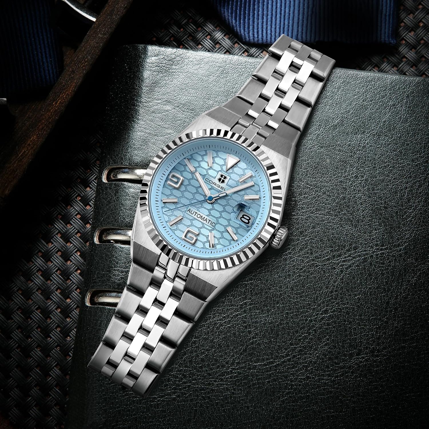 RELOJ DE PULSERA CORGEUT AUTOMATIC DIVER 40MM CRISTAL ZAFIRO 100M RESISTENTE AL AGUA ESFERA LUMINOSA - 5