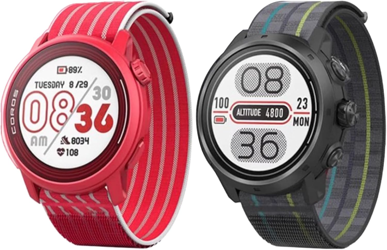 PULSERA SPORT NYLON 22MM PARA COROS PACE 3/4/APEX PRO/2 PRO/APEX 46MM BLACK GREY Y ROJO - 1