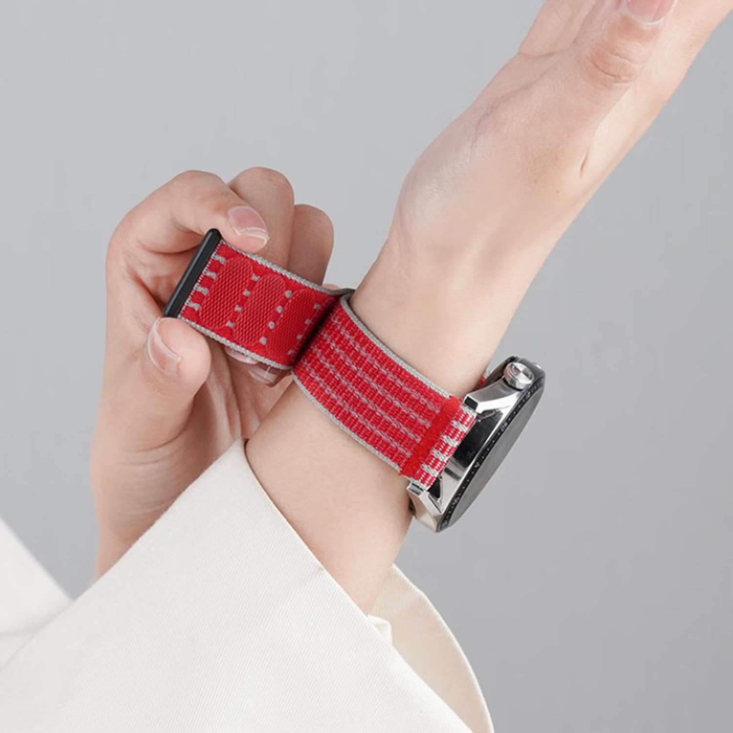 PULSERA SPORT NYLON 22MM PARA COROS PACE 3/4/APEX PRO/2 PRO/APEX 46MM BLACK GREY Y ROJO - 5