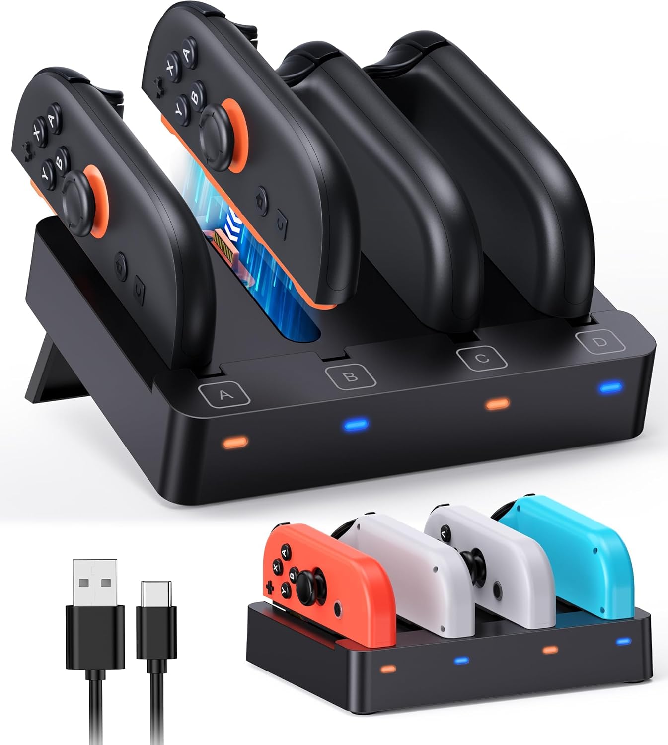 CARGADOR PARA CONTROLES JOYCON FYOUNG SWITCH 2 EN 1 - 1