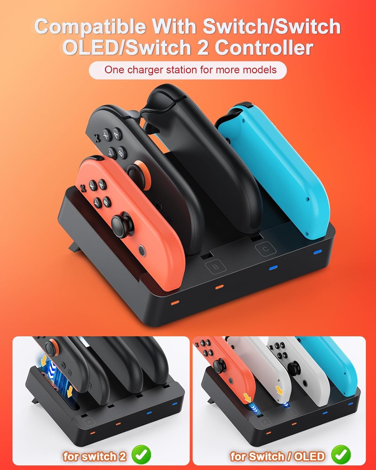 CARGADOR PARA CONTROLES JOYCON FYOUNG SWITCH 2 EN 1 - 2