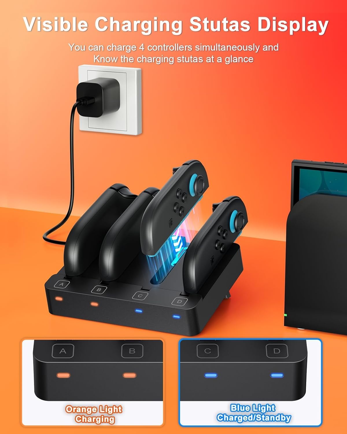 CARGADOR PARA CONTROLES JOYCON FYOUNG SWITCH 2 EN 1 - 3